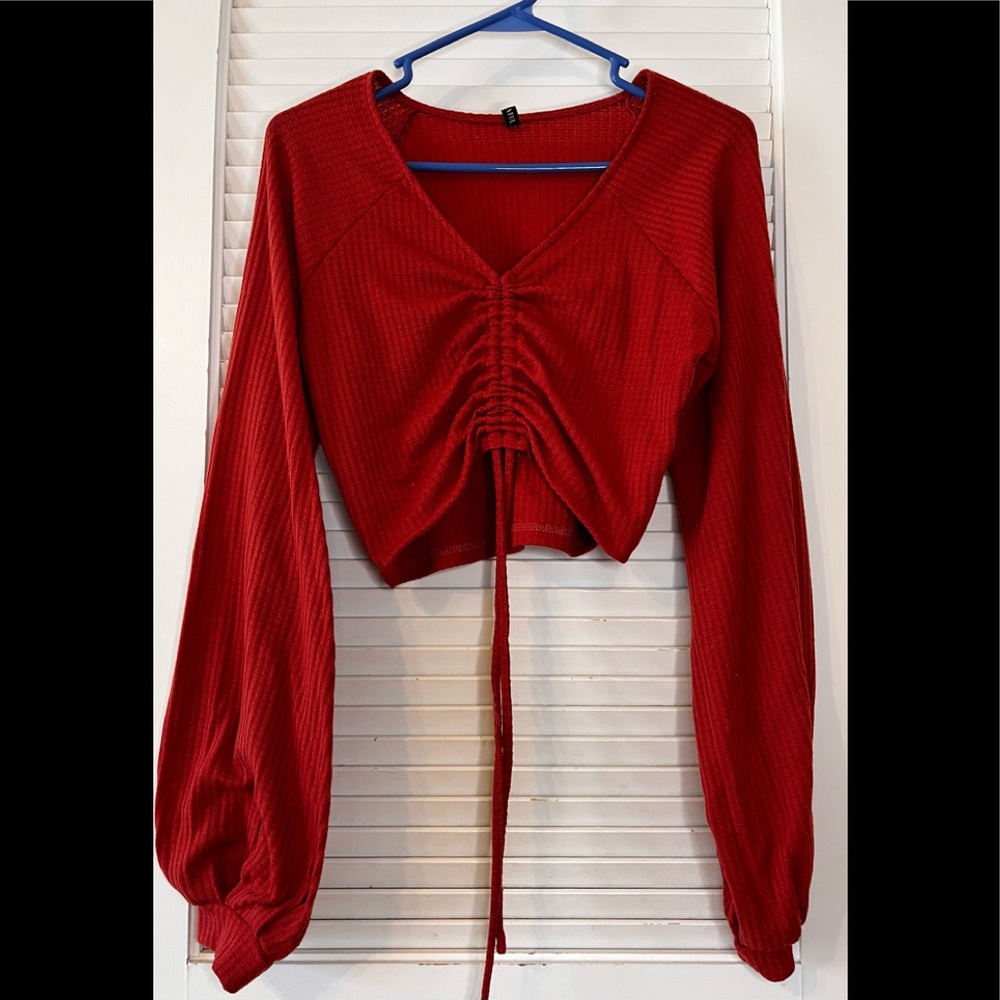 Zaful Ruched crop too long sleeve